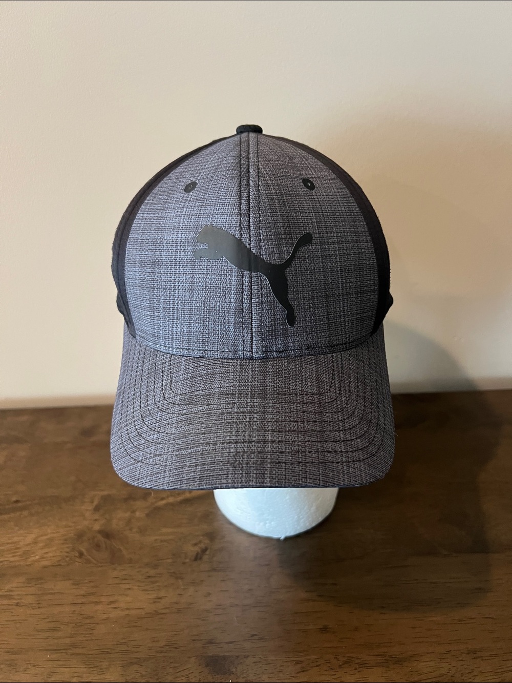 Puma Men's  Flexfit L/XL Heather Grey and Black Logo Baseball Cap
